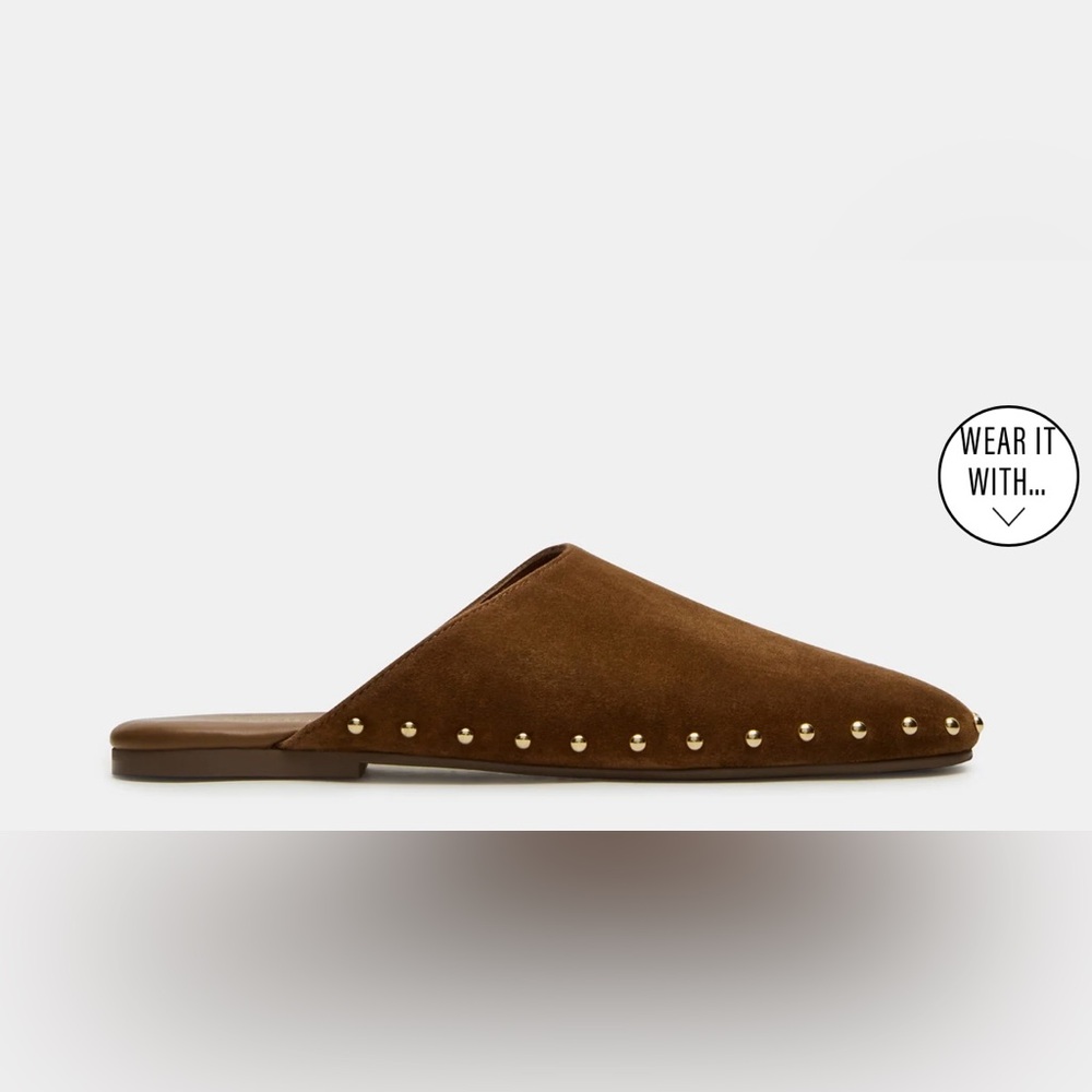 Steve Madden Brown Suede Mules with Gold Studs